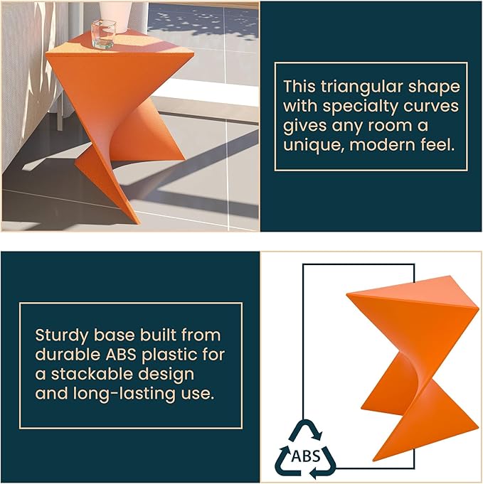 LeisureMod Randolph Modern Vanity Side Table, Orange - Photo 5