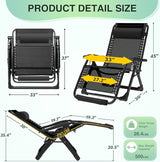 Suteck Oversized Zero Gravity Chair, 33In XXL Lounge Chair w/Removable Cushion&Headrest - Photo 3