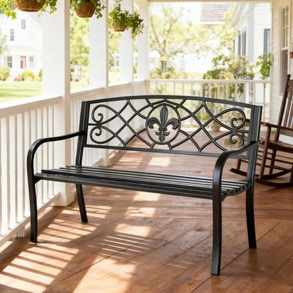 SHGJ&SOFT Outdoor Bench, Garden Bench, Outdoor Metal Frame Patio Park Bench,for Porch, Lawn,Garden,Yard (BK-01)
