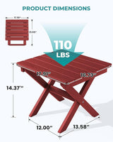 SERWALL Folding Outdoor Side Table Set of 4, Small Adirondack Side Table, Red - Photo 3