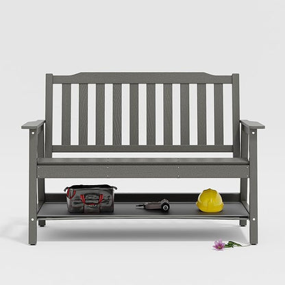 UEV Outdoor Bench, 2-Person Garden Bench, All Weather Fade/Rot Resistant Patio Bench with 660lbs Weight Capacity for Outdoors,Porch,Backyard(Grey)