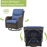 Rilyson Wicker Rocking Chair Swivel Chairs - 3 Piece Rocker Patio Furniture Set Rattan Rocking Bistro Sets with Glass - Photo 4