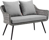 Modway Endeavor Wicker Rattan Aluminum Outdoor Patio Loveseat with Cushions in Gray Gray - Photo 1