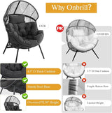 ONBRILL Egg Chair for Outdoor & Indoor, Patio Wicker Chair with Thick Cushion, Oversized Rattan Chairs for Balcony - Photo 3