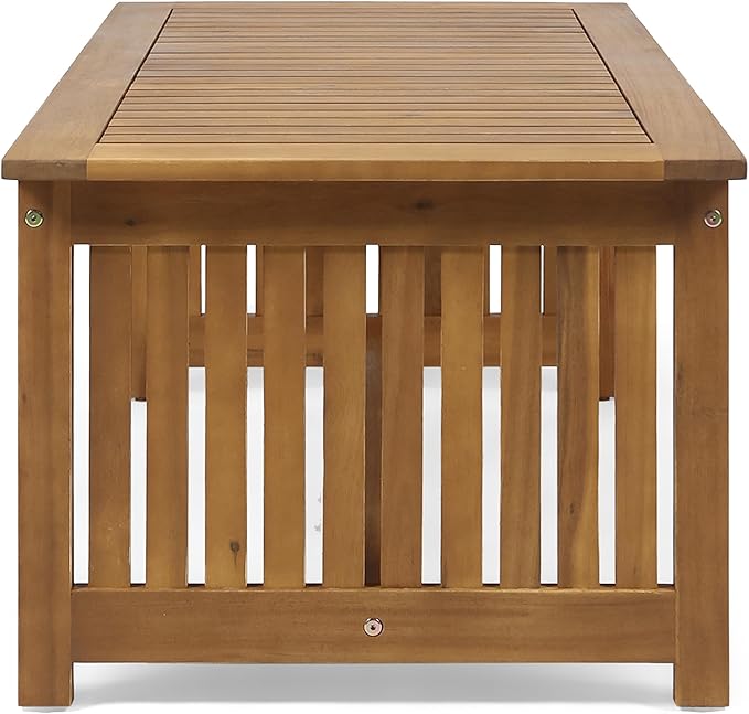 Merax Outdoor Acacia Wood Coffee Table, All-Weather Patio Tables for Outside, Backyard, Porch, Garden, Balcony, Poolside, Brown + Antique Bronze
