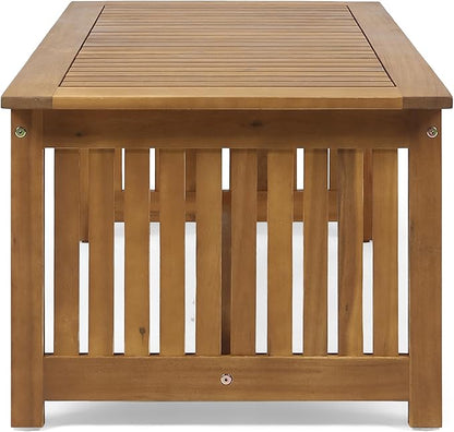 Merax Outdoor Acacia Wood Coffee Table, All-Weather Patio Tables for Outside, Backyard, Porch, Garden, Balcony, Poolside, Brown + Antique Bronze