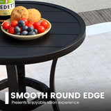 VICLLAX 18.5" Outdoor Side Table Small Patio End Table Round Bistro Coffee Table, Black - Photo 5