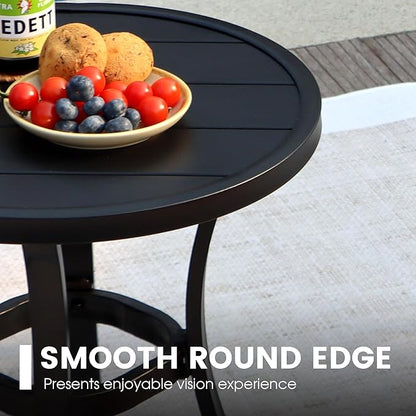 VICLLAX 18.5" Outdoor Side Table Small Patio End Table Round Bistro Coffee Table, Black