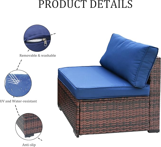 7 Piece Rattan Outdoor Patio Furniture Set, Weather-Resistant Outdoor Conversation Furniture with Ottoman - Photo 4