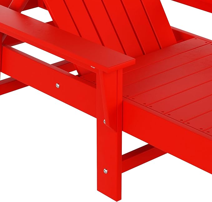 WestinTrends Dylan 3 Piece Adirondack Reclining Chaise Lounge with Arms Red