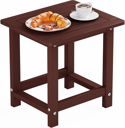 YEFU Outdoor Side Table for Patio: 16" HIPS Weather - Resistant Adirondack Tables - Waterproof Small Square End Tables for Backyard Living Room Bedroom - Indoor Outdoor Durable Table Coffee