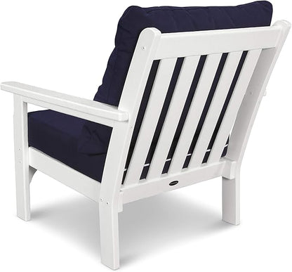 POLYWOOD® Vineyard Deep Seating Chair, White/Navy