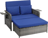 VINGLI Patio Daybed, Wicker Outdoor Daybed with Storage Ottoman & 5-Level Adjustable Backrest - Photo 1