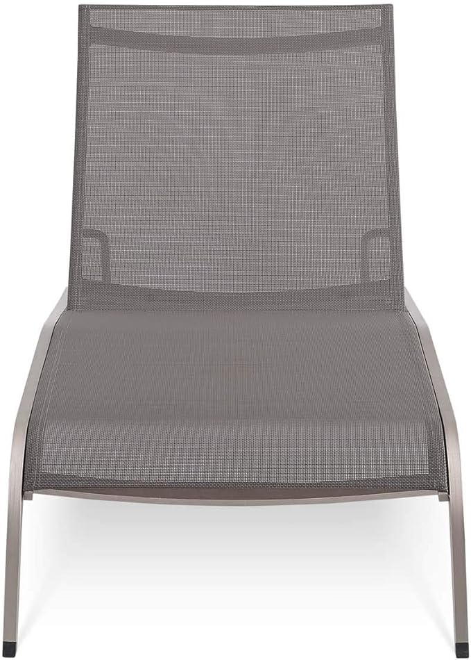 Modway Savannah Outdoor Patio Mesh Chaise Lounge Chair in Gray