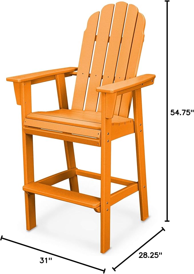 POLYWOOD® Vineyard Curveback Adirondack Bar Chair in Tangerine