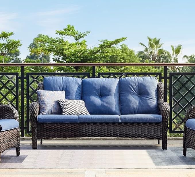 HUMMUH Outdoor Furniture 5 Pieces Patio Furniture Set Wicker Outdoor Sectional Sofa with 2 Patio Chairs,Ottomans - Photo 4