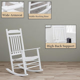 Patio Outdoor Rocking Chairs Small Foldable Side Table Set of 3 Piece Porch Wooden Comfy Rockers Folding End Table - Photo 5
