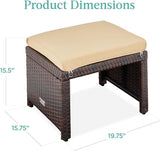 Best Choice Products Set of 2 Wicker Ottomans, Multipurpose Outdoor Furniture for Patio, Backyard, Additional Seating - Photo 7