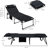 Folding Chaise Lounge Chair,5-Level Adjustable Reclining Back with Reading Face Hole, Outdoor Sun Tanning Chair for - Photo 3