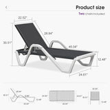 PURPLE LEAF Patio Chaise Lounge Set of 2 Plastic Pool Outdoor Lounge Chair with Armrest Stackable Poolside Tanning - Photo 2