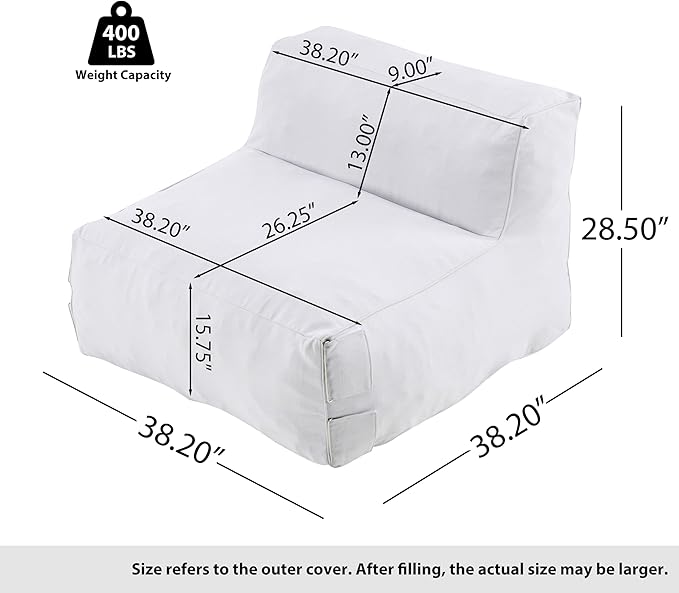 Christopher Knight Home Yanita Comfy Outdoor Bean Bag Chair, All Weather Bean Bag Chairs for Adults and Kids, Indoor/Outdoor Single Sofa, Patio Lounge Chair, Modern Outdoor Lounge Seating, Light Grey