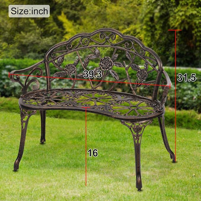 TTY Store Patio Garden Bench Park Bench Loveseats for Outdoor Porch, Patio, Lawn, Balcony - Photo 2