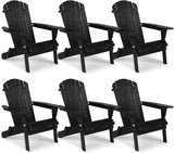 VINGLI Folding Adirondack Chairs Set of 6, Wood Adirondack Chair for Outdoor, Foldable Fire Pit Chairs for Patio, BBQ - Photo 1