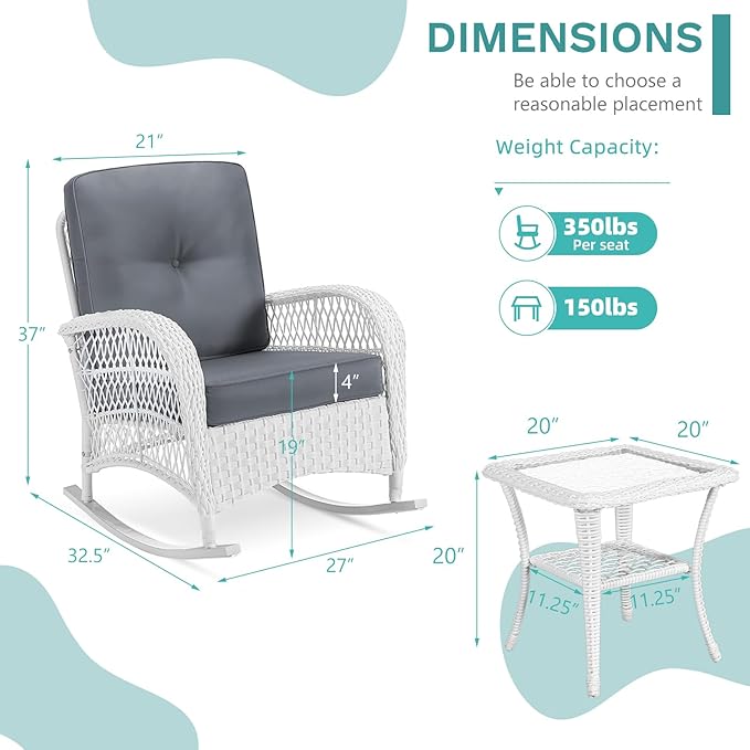 MEETWARM 3 Pieces Patio Conversation Set - Photo 4