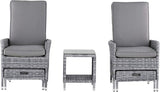 Elle Decor Vallauris Patio Outdoor Furniture Collection Premium All Weather Wicker, 5 Piece Reclining Set, Gray - Photo 3