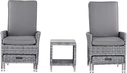 Elle Decor Vallauris Patio Outdoor Furniture Collection Premium All Weather Wicker, 5 Piece Reclining Set, Gray