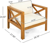 Merax Outdoor 4-Piece Acacia Wood Conversation Set - Patio 3-Seat Loveseat Sofa w/Coushion - Photo 7