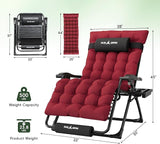 Amopatio Oversized Padded Zero Gravity Chair, XL 29In Reclining Camping Lounge Chair w/Removable Cushion&Headrest - Photo 3