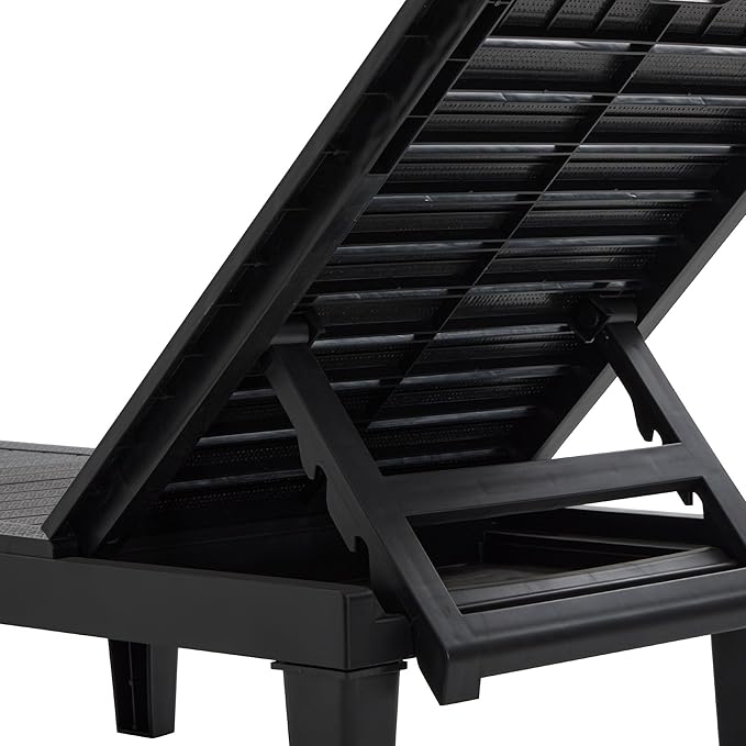 Outdoor Chaise Lounge Chair Set of 2 with 5 Position Adjustable Backrest, Water-Resistant Tanning Chair Recliner - Photo 7