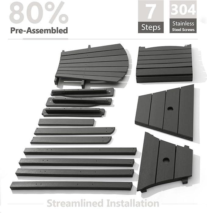 PASAMIC Tall Adirondack Chairs Set of 4, All-Weather HDPE Patio Chairs with Double Connecting Trays - Photo 7