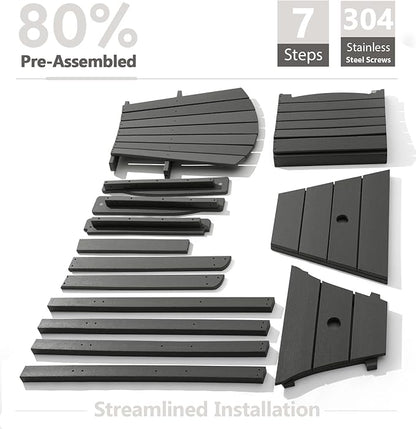 PASAMIC Tall Adirondack Chairs Set of 4, All-Weather HDPE Patio Chairs with Double Connecting Trays, Bar Height Heavy-Duty Outdoor Chairs for Garden, Backyard, Balcony, Dark Gray