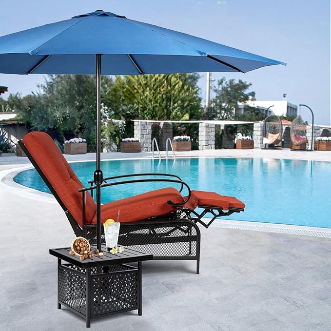 SUNCROWN Outdoor Recliner Chairs Patio Adjustable Relaxing Chair Outdoor Metal Furniture Chair with Thick Cushion and - Photo 2