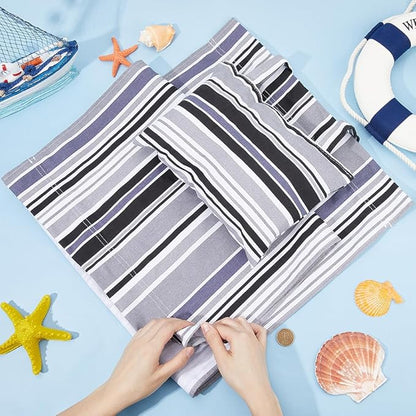 GORGECRAFT Beach Sling Chair Canvas Cloth with Pillow 44x17 Grey and Black Stripes Casual Lounge Chair Replacement Canvas Outdoor Folding Chair Fabric for Patio Beach Sunbathing Garden Courtyard
