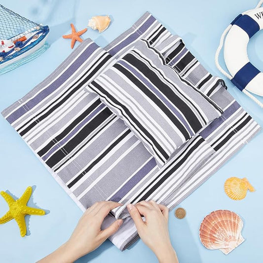 GORGECRAFT Beach Sling Chair Canvas Cloth with Pillow 44x17 Grey and Black Stripes Casual Lounge Chair Replacement Canvas Outdoor Folding Chair Fabric for Patio Beach Sunbathing Garden Courtyard