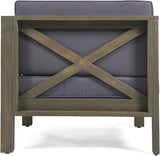 roomfitters Outdoor X-Back Loveseat with Acacia Wood Frame and Weather-Resistant Cushions, Dark Grey - Photo 5