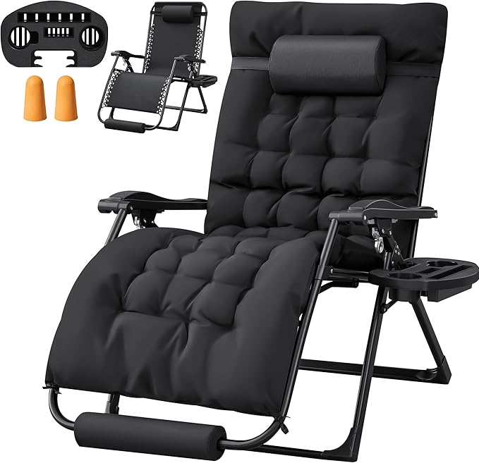 Homall Oversized Zero Gravity Chair, 32In Recliner Lounge Chair with Removable Soft Cushion and Cup Holder - Photo 1