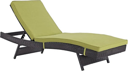 Modway Convene Wicker Rattan Outdoor Patio Chaise Lounge Chair in Espresso Peridot