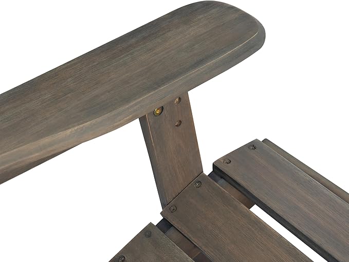 Adirondack Chair, Folding Adirondack Chairs, Acacia Wood Material, Fire Pit Chairs Features Slatted Seat and Back, Wide Armrests, for Deck Backyard Patio Outdoor Garden (Gray)