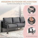 Kiss the Water Outdoor Couch Aluminum Patio Furniture Sofa - Photo 8