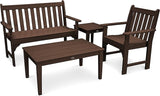 Polywood Vineyard 4-Piece Bench Seating Set (Mahogany)