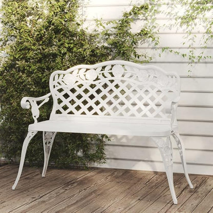 Garden Bench Deck Bench Patio Bench 42.5" Cast Aluminum White