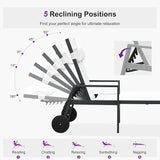 PURPLE LEAF Patio Lounge Chair Set of 3 Outdoor Chaise Lounger Aluminum Frame with Armrest Side Table and Wheels for - Photo 8