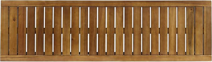 Merax 57 Inch Outdoor Garden Bench, Iron Metal Frame Patio Park Bench with Teak Finish & Slat Seat, Outside Backless Wooden Bench for Front Porch Path Yard Lawn Backyard for 3 Person Seat