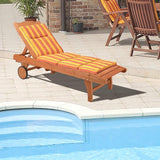 Outvita 62" Outdoor Wooden Chaise Lounge Chair, Adjustable Backrest Sun Lounger with Wheels for Beach, Poolside, Deck - Photo 7