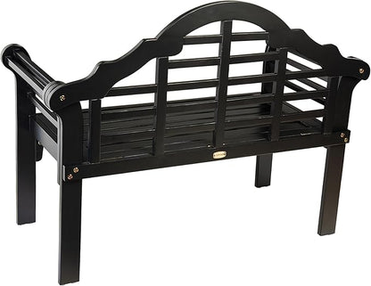 Plow & Hearth Weatherproof Lutyens Eucalyptus Wood Garden Bench | Foldable Patio Bench | Outdoor Furniture Seating for Porch Park Deck | Black