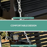 Outsunny Porch Swing with Chains and Cupholders, 2 Person Wooden Patio Swing Chair, 440 lbs. Weight Capacity, for Garden - Photo 4